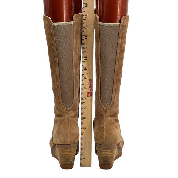 Tsubo Kynlee Wedge Tall Riding Boot SZ 7.5 Womens Mink Brown Suede Knee High Zip - Picture 7 of 12